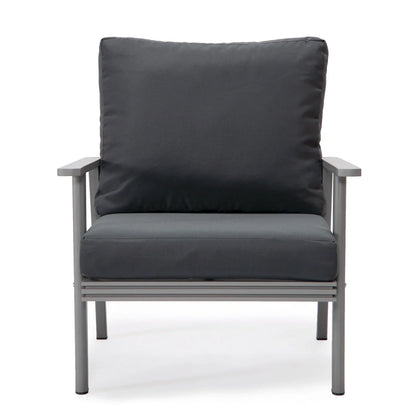 Walbrooke Modern 3-Piece Outdoor Patio Set with Grey Aluminum Frame and Removable Cushions Loveseat and Set of 2 Armchairs - Elax Furniture