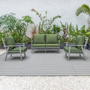 Walbrooke Modern 3-Piece Outdoor Patio Set with Grey Aluminum Frame and Removable Cushions Loveseat and Set of 2 Armchairs - Elax Furniture
