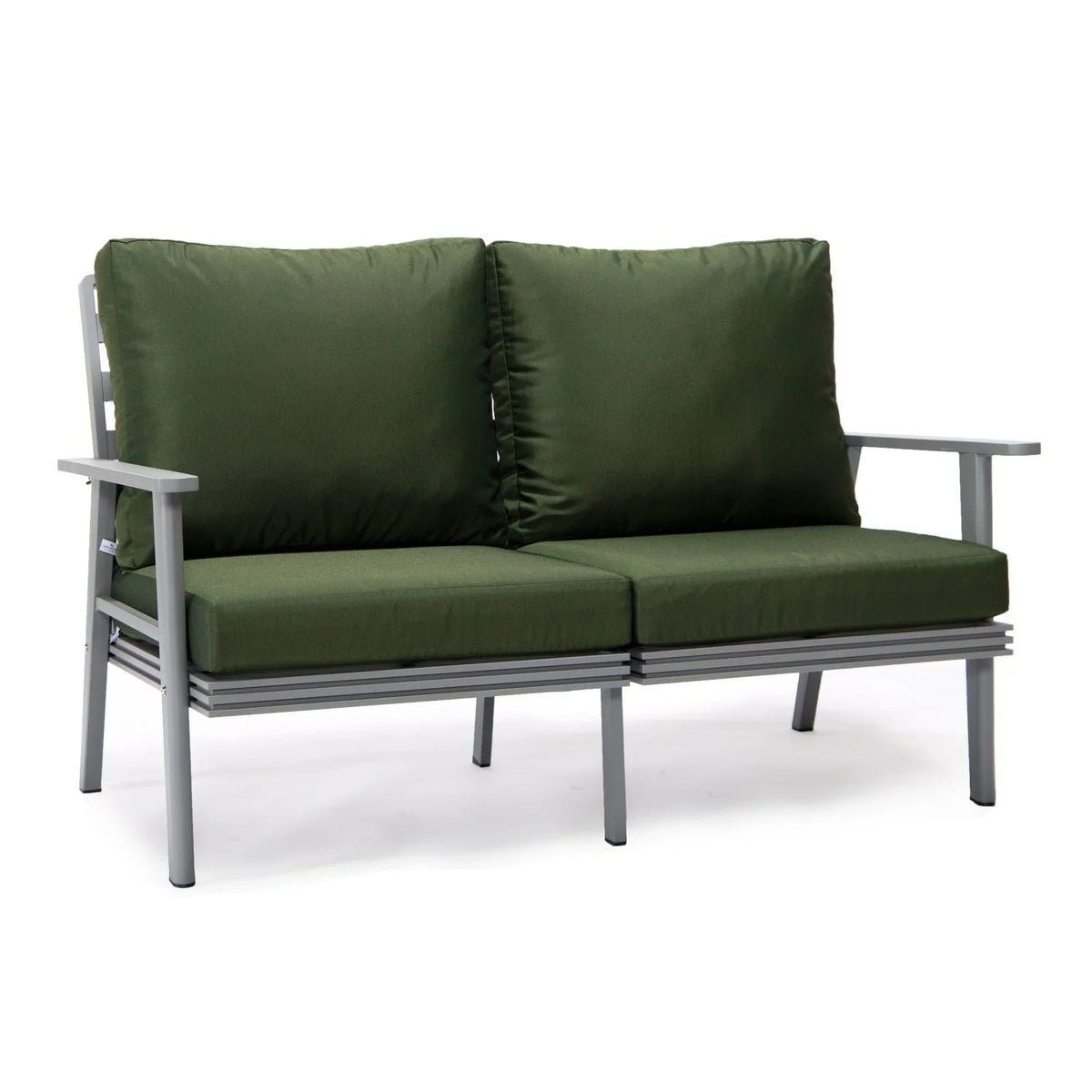 Walbrooke Modern 3-Piece Outdoor Patio Set with Grey Aluminum Frame and Removable Cushions Loveseat and Set of 2 Armchairs - Elax Furniture