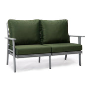 Walbrooke Modern 3-Piece Outdoor Patio Set with Grey Aluminum Frame and Removable Cushions Loveseat and Set of 2 Armchairs - Elax Furniture