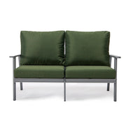 Walbrooke Modern 3-Piece Outdoor Patio Set with Grey Aluminum Frame and Removable Cushions Loveseat and Set of 2 Armchairs - Elax Furniture