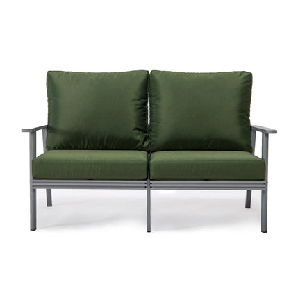 Walbrooke Modern 3-Piece Outdoor Patio Set with Grey Aluminum Frame and Removable Cushions Loveseat and Set of 2 Armchairs - Elax Furniture