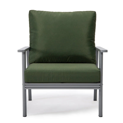 Walbrooke Modern 3-Piece Outdoor Patio Set with Grey Aluminum Frame and Removable Cushions Loveseat and Set of 2 Armchairs - Elax Furniture