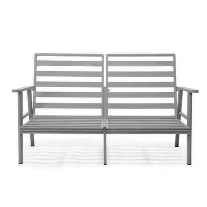 Walbrooke Modern 3-Piece Outdoor Patio Set with Grey Aluminum Frame and Removable Cushions Loveseat and Set of 2 Armchairs - Elax Furniture