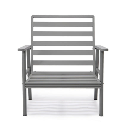 Walbrooke Modern 3-Piece Outdoor Patio Set with Grey Aluminum Frame and Removable Cushions Loveseat and Set of 2 Armchairs - Elax Furniture