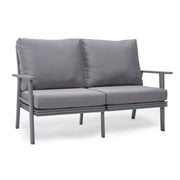 Walbrooke Modern 3-Piece Outdoor Patio Set with Grey Aluminum Frame and Removable Cushions Loveseat and Set of 2 Armchairs - Elax Furniture
