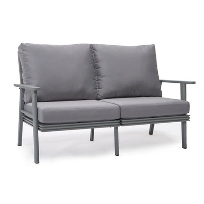 Walbrooke Modern 3-Piece Outdoor Patio Set with Grey Aluminum Frame and Removable Cushions Loveseat and Set of 2 Armchairs - Elax Furniture