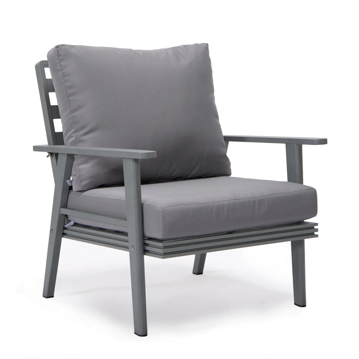 Walbrooke Modern 3-Piece Outdoor Patio Set with Grey Aluminum Frame and Removable Cushions Loveseat and Set of 2 Armchairs - Elax Furniture