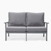 Walbrooke Modern 3-Piece Outdoor Patio Set with Grey Aluminum Frame and Removable Cushions Loveseat and Set of 2 Armchairs - Elax Furniture