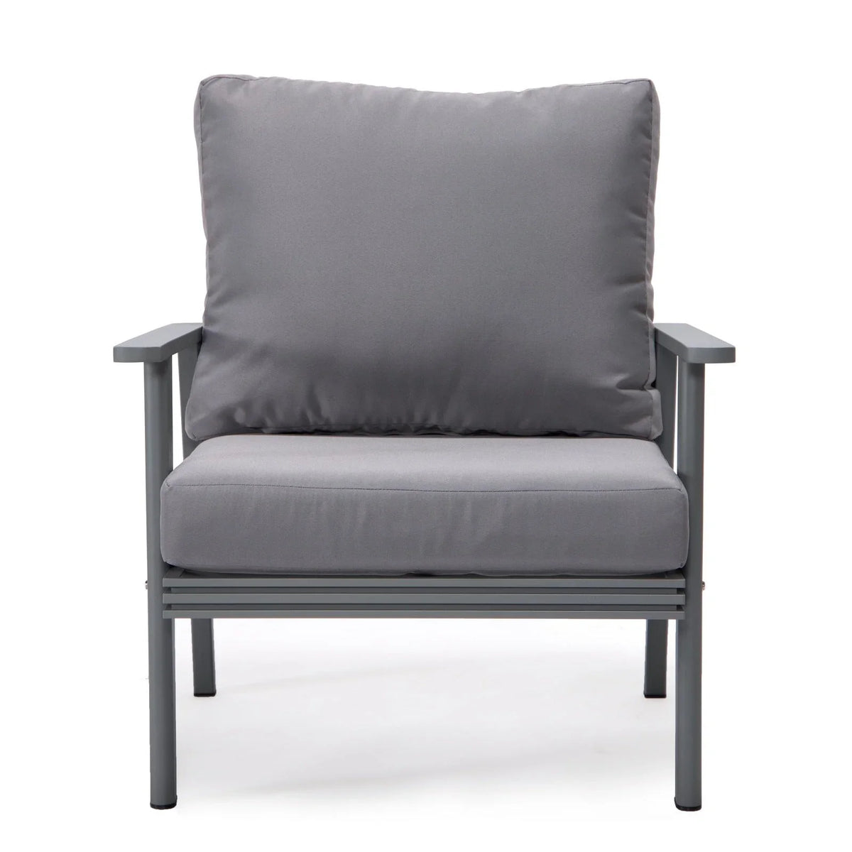 Walbrooke Modern 3-Piece Outdoor Patio Set with Grey Aluminum Frame and Removable Cushions Loveseat and Set of 2 Armchairs - Elax Furniture