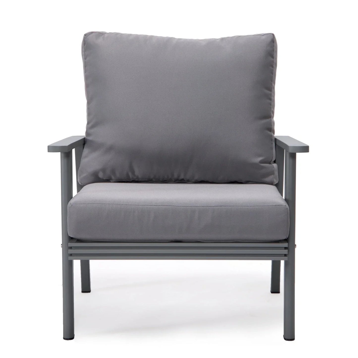 Walbrooke Modern 3-Piece Outdoor Patio Set with Grey Aluminum Frame and Removable Cushions Loveseat and Set of 2 Armchairs - Elax Furniture