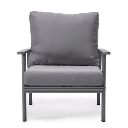 Walbrooke Modern 3-Piece Outdoor Patio Set with Grey Aluminum Frame and Removable Cushions Loveseat and Set of 2 Armchairs - Elax Furniture