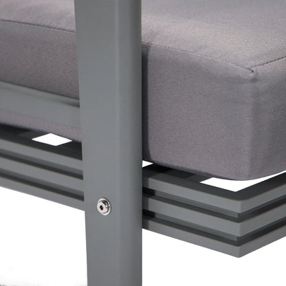Walbrooke Modern 3-Piece Outdoor Patio Set with Grey Aluminum Frame and Removable Cushions Loveseat and Set of 2 Armchairs - Elax Furniture