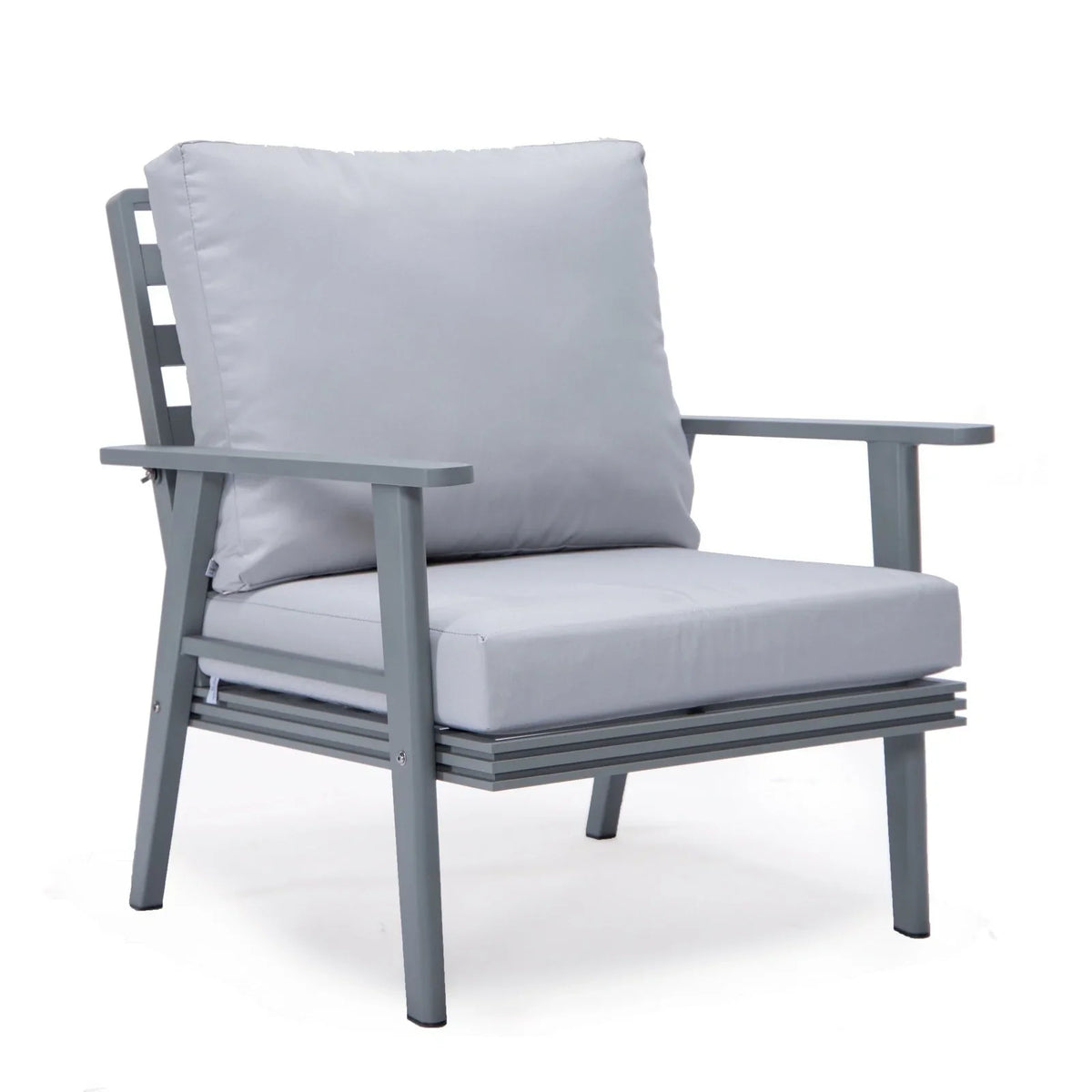 Walbrooke Modern 3-Piece Outdoor Patio Set with Grey Aluminum Frame and Removable Cushions Loveseat and Set of 2 Armchairs - Elax Furniture