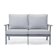 Walbrooke Modern 3-Piece Outdoor Patio Set with Grey Aluminum Frame and Removable Cushions Loveseat and Set of 2 Armchairs - Elax Furniture