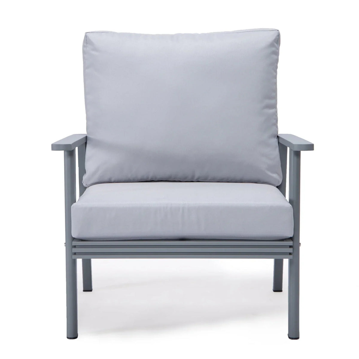 Walbrooke Modern 3-Piece Outdoor Patio Set with Grey Aluminum Frame and Removable Cushions Loveseat and Set of 2 Armchairs - Elax Furniture
