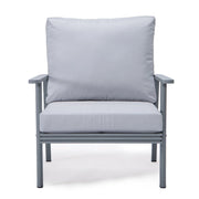 Walbrooke Modern 3-Piece Outdoor Patio Set with Grey Aluminum Frame and Removable Cushions Loveseat and Set of 2 Armchairs - Elax Furniture