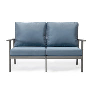 Walbrooke Modern 3-Piece Outdoor Patio Set with Grey Aluminum Frame and Removable Cushions Loveseat and Set of 2 Armchairs - Elax Furniture