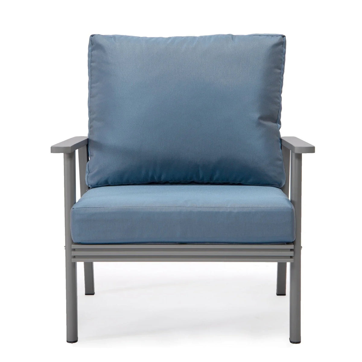 Walbrooke Modern 3-Piece Outdoor Patio Set with Grey Aluminum Frame and Removable Cushions Loveseat and Set of 2 Armchairs - Elax Furniture