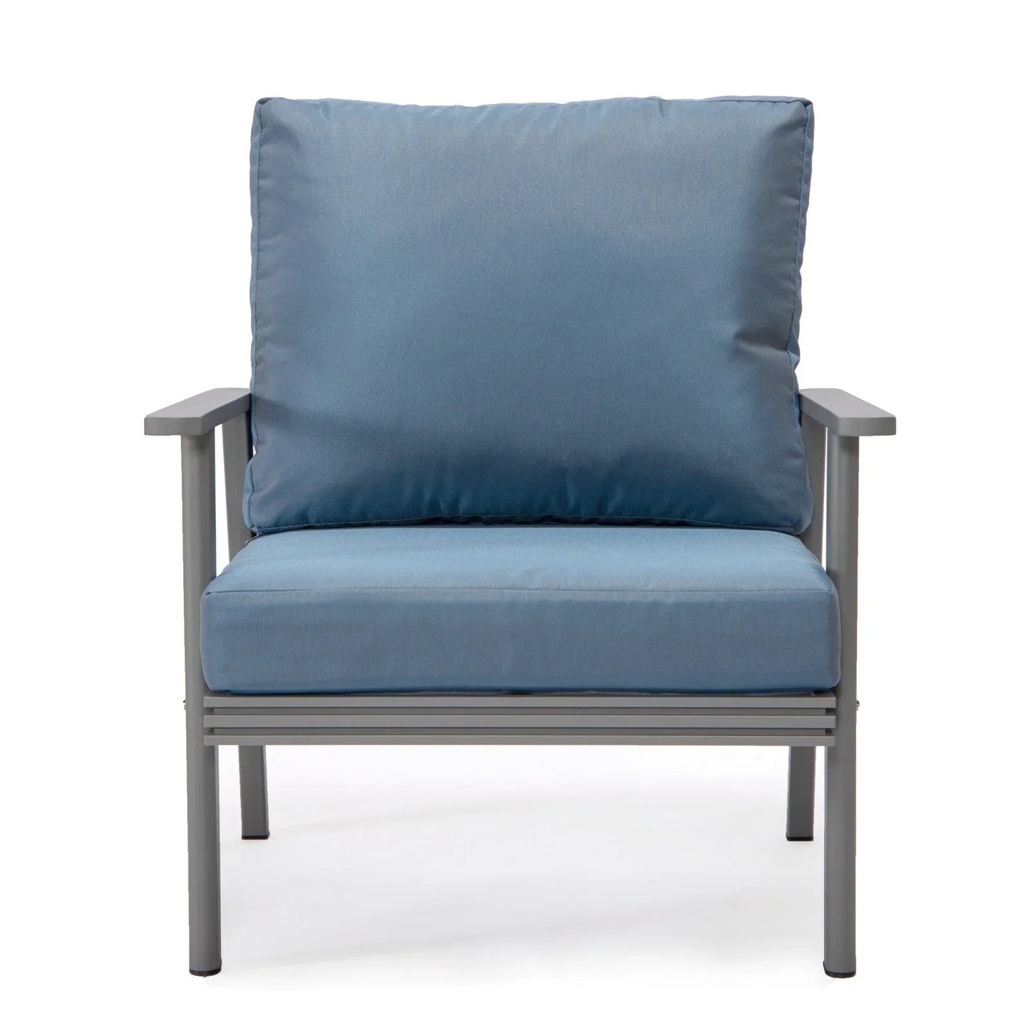 Walbrooke Modern 3-Piece Outdoor Patio Set with Grey Aluminum Frame and Removable Cushions Loveseat and Set of 2 Armchairs - Elax Furniture