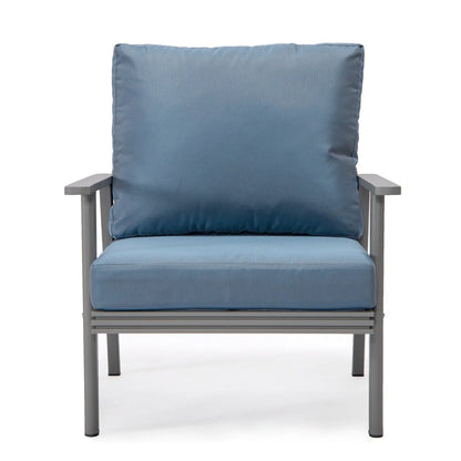 Walbrooke Modern 3-Piece Outdoor Patio Set with Grey Aluminum Frame and Removable Cushions Loveseat and Set of 2 Armchairs - Elax Furniture