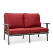 Walbrooke Modern 3-Piece Outdoor Patio Set with Grey Aluminum Frame and Removable Cushions Loveseat and Set of 2 Armchairs - Elax Furniture