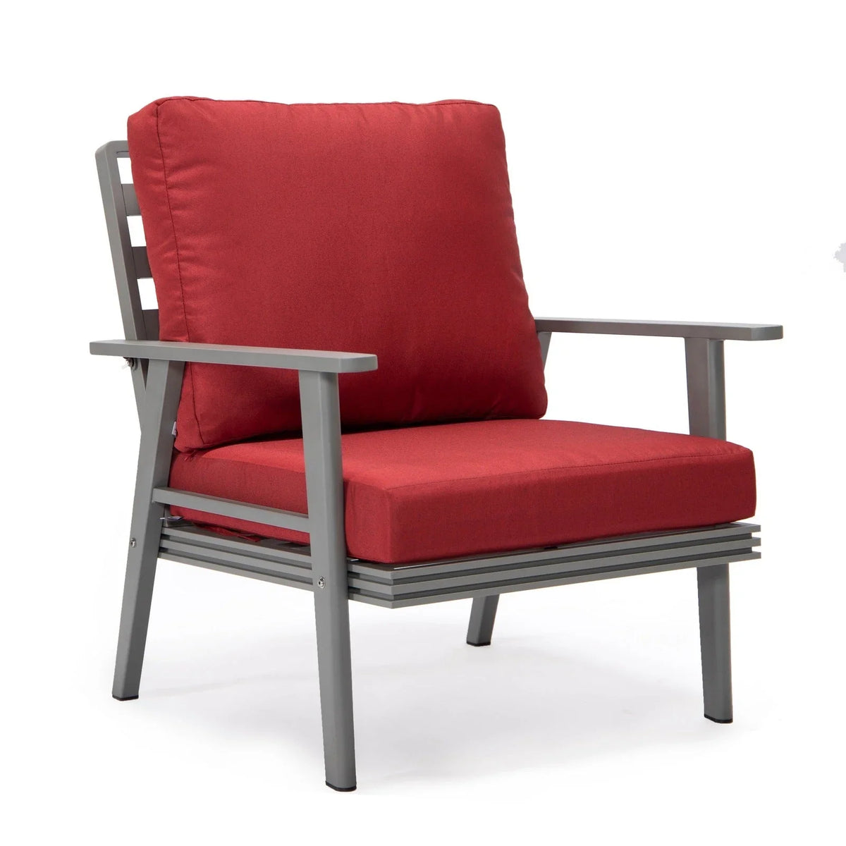 Walbrooke Modern 3-Piece Outdoor Patio Set with Grey Aluminum Frame and Removable Cushions Loveseat and Set of 2 Armchairs - Elax Furniture