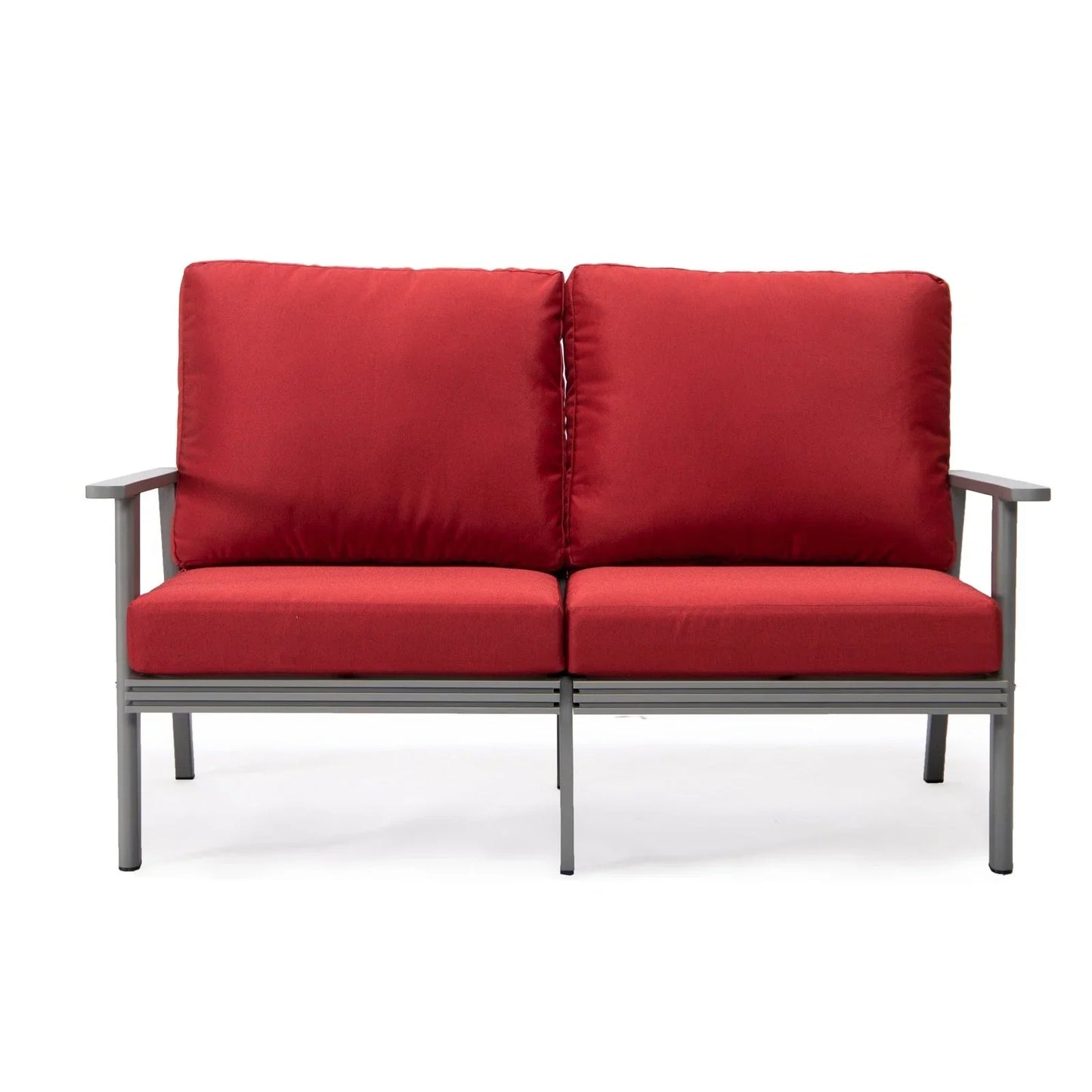 Walbrooke Modern 3-Piece Outdoor Patio Set with Grey Aluminum Frame and Removable Cushions Loveseat and Set of 2 Armchairs - Elax Furniture