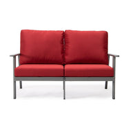 Walbrooke Modern 3-Piece Outdoor Patio Set with Grey Aluminum Frame and Removable Cushions Loveseat and Set of 2 Armchairs - Elax Furniture