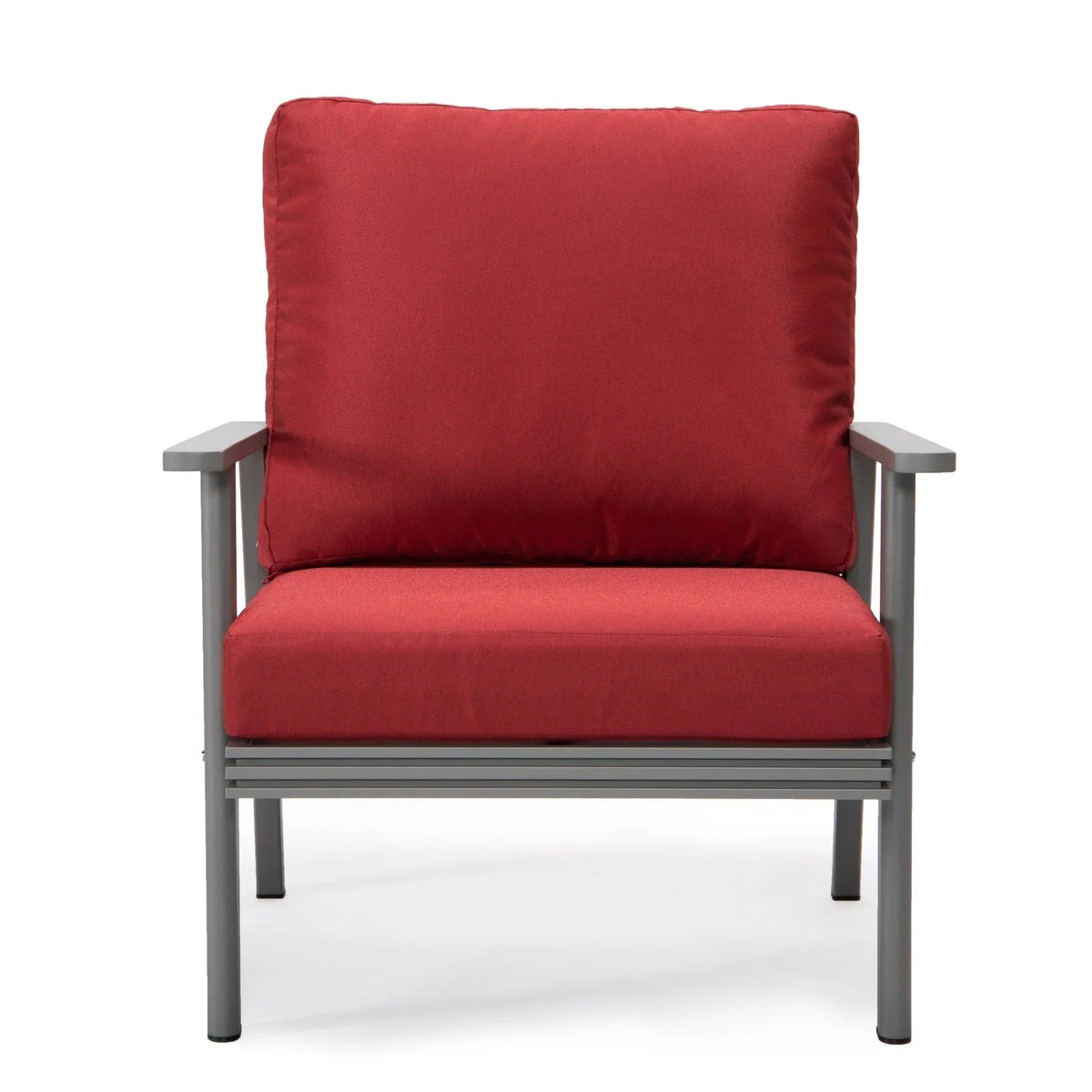 Walbrooke Modern 3-Piece Outdoor Patio Set with Grey Aluminum Frame and Removable Cushions Loveseat and Set of 2 Armchairs - Elax Furniture
