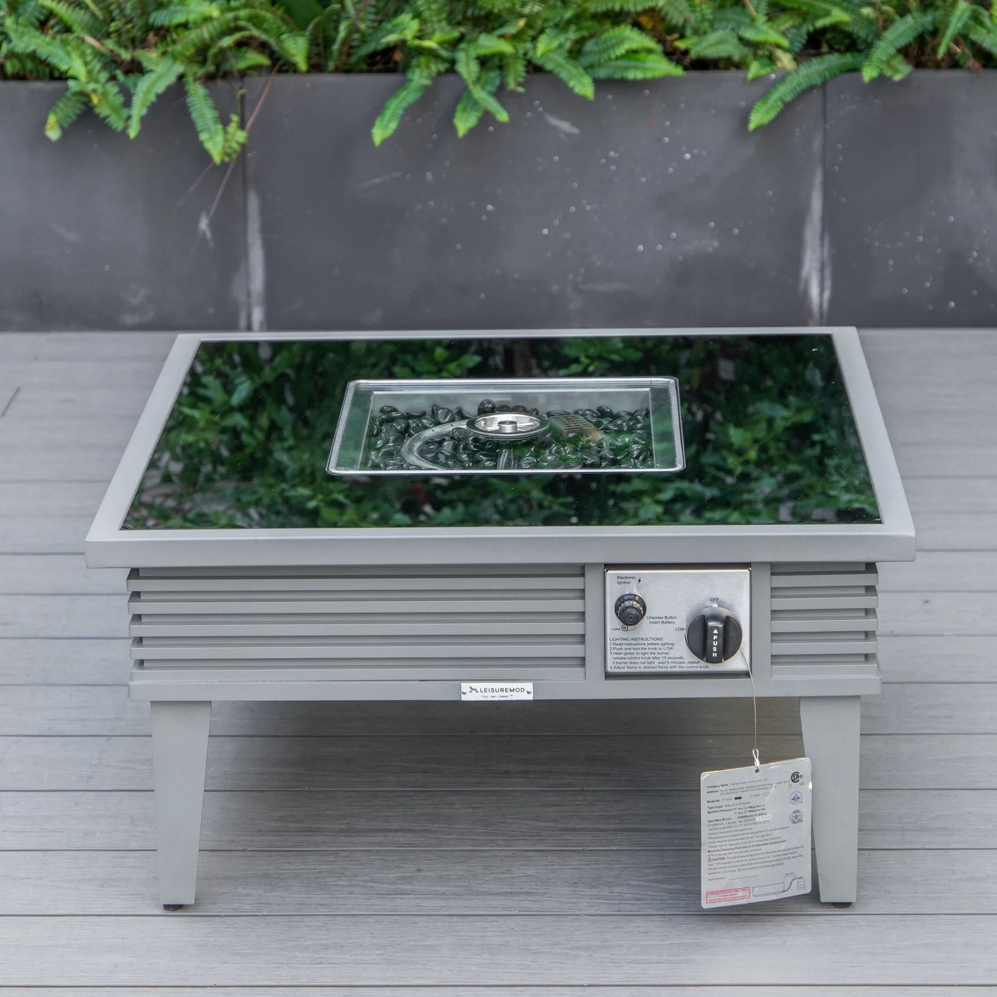 Walbrooke Aluminum Patio Conversation With Slats Design Fire Pit Table & Tank Holder - Elax Furniture