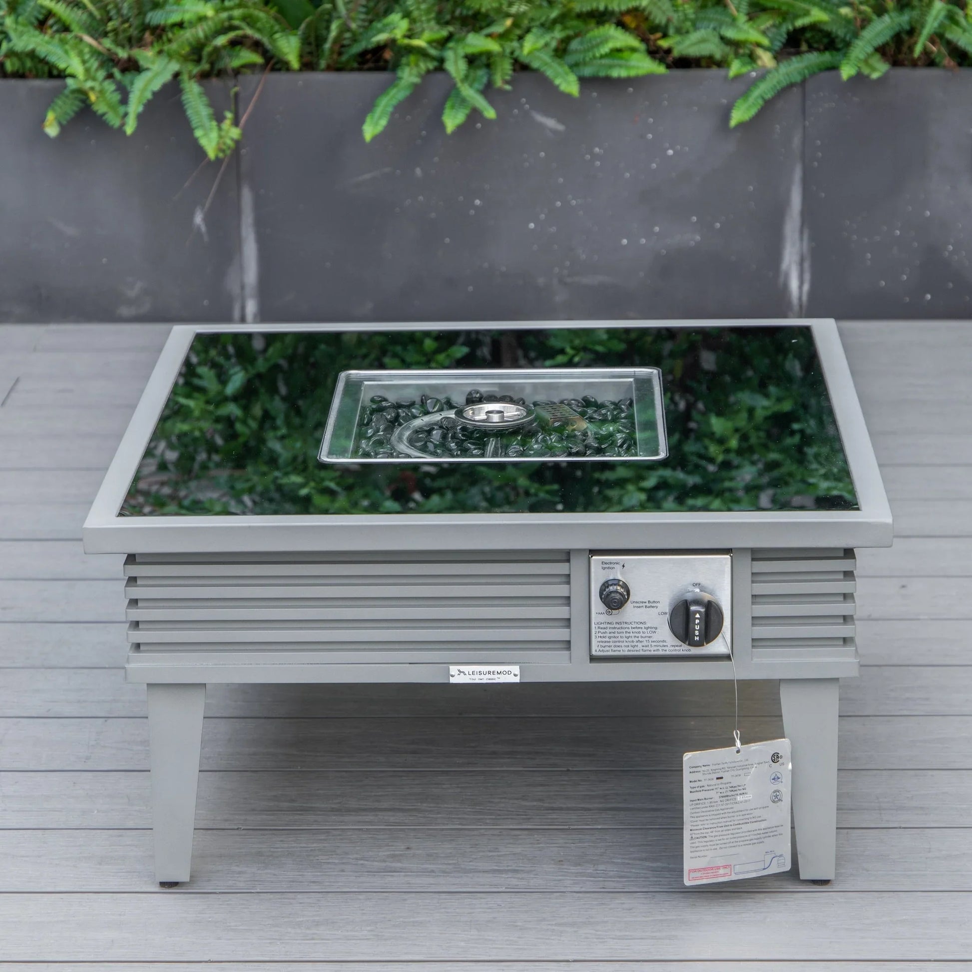 Walbrooke Aluminum Patio Conversation With Slats Design Fire Pit Table & Tank Holder - Elax Furniture