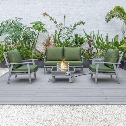 Walbrooke Aluminum Patio Conversation With Slats Design Fire Pit Table & Tank Holder - Elax Furniture