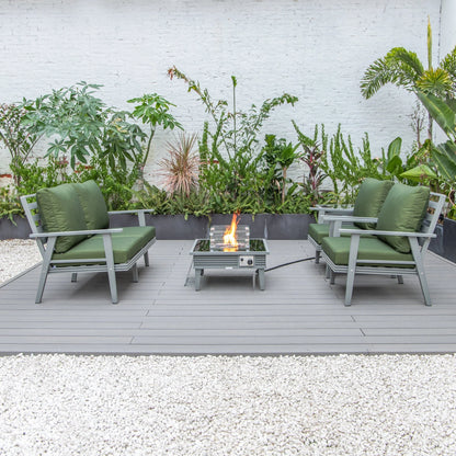 Walbrooke Aluminum Patio Conversation With Slats Design Fire Pit Table & Tank Holder - Elax Furniture