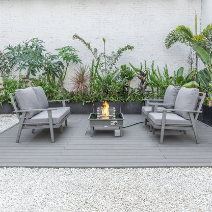Walbrooke Aluminum Patio Conversation With Slats Design Fire Pit Table & Tank Holder - Elax Furniture