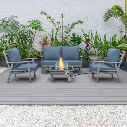Walbrooke Aluminum Patio Conversation With Slats Design Fire Pit Table & Tank Holder - Elax Furniture
