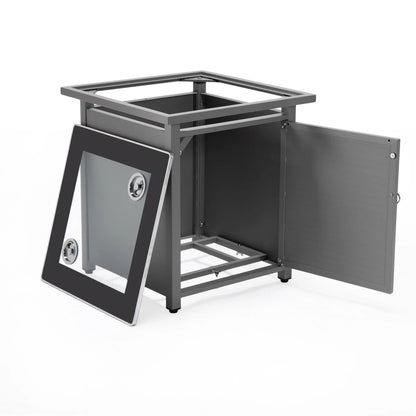 Walbrooke Outdoor Patio Square Fire Pit and Tank Holder with Slats Design - Elax Furniture