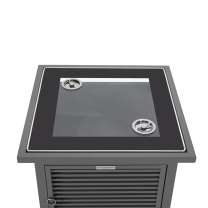 Walbrooke Outdoor Patio Square Fire Pit and Tank Holder with Slats Design - Elax Furniture