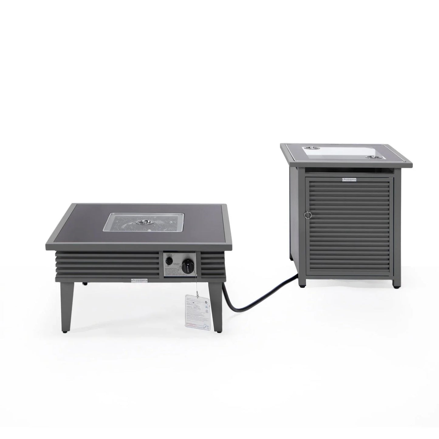 Walbrooke Outdoor Patio Square Fire Pit and Tank Holder with Slats Design - Elax Furniture