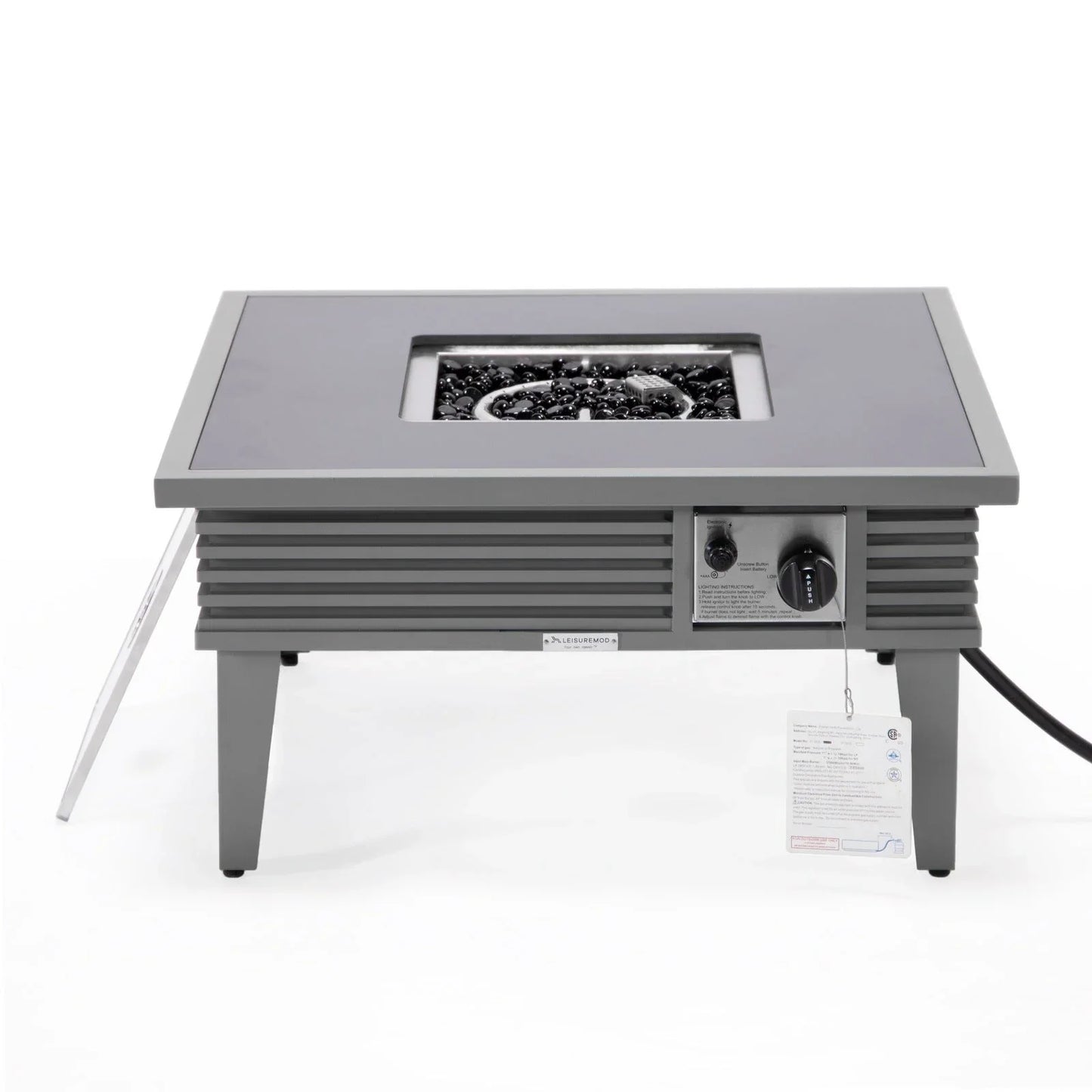 Walbrooke Outdoor Patio Square Fire Pit and Tank Holder with Slats Design - Elax Furniture