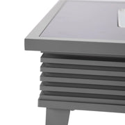 Walbrooke Modern Outdoor Square Fire Pit Table with Powder-Coated Aliuminum Frame and Slats Design - Elax Furniture