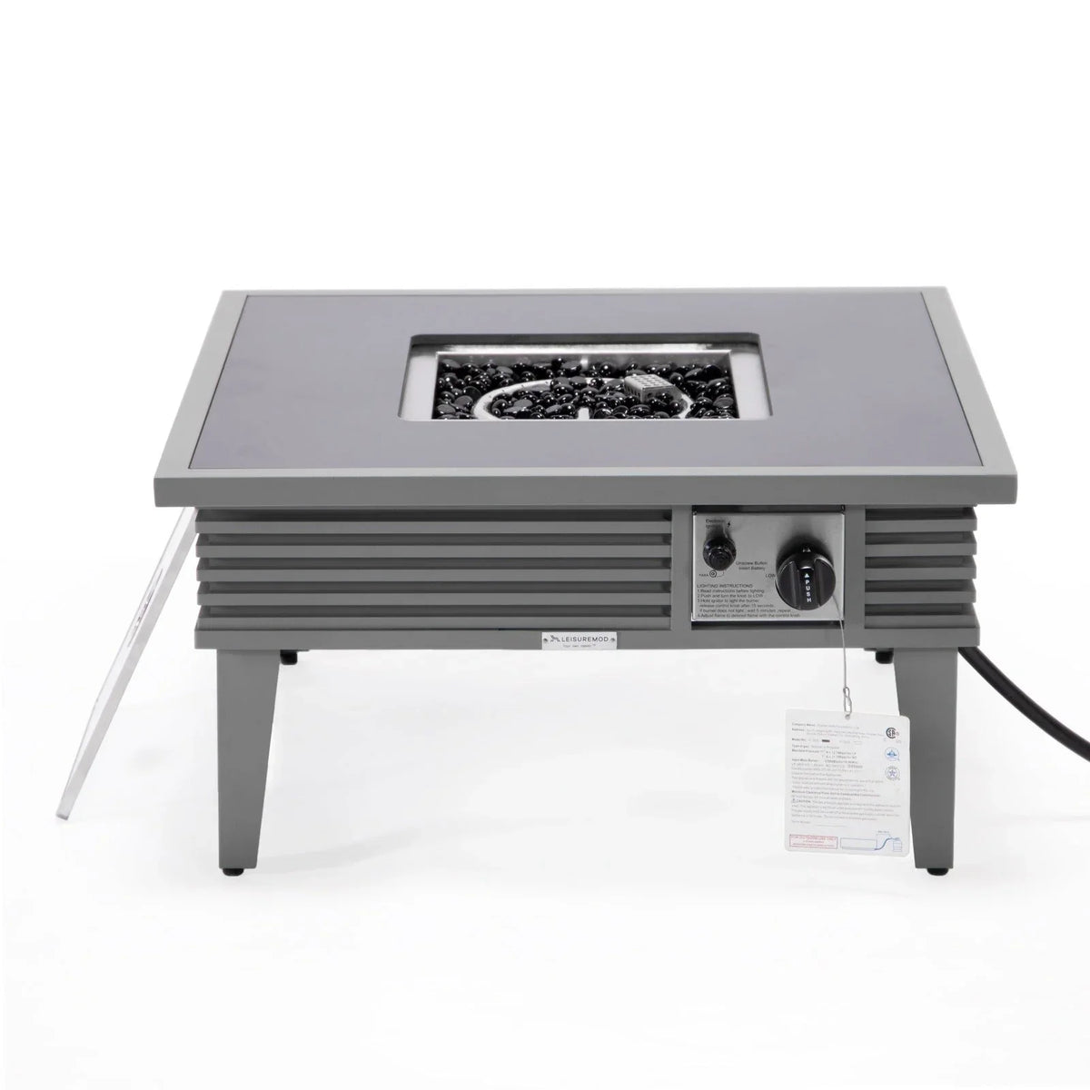 Walbrooke Modern Outdoor Square Fire Pit Table with Powder-Coated Aliuminum Frame and Slats Design - Elax Furniture