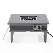 Walbrooke Modern Outdoor Square Fire Pit Table with Powder-Coated Aliuminum Frame and Slats Design - Elax Furniture