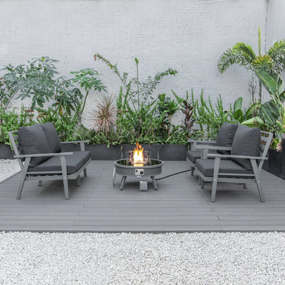 Walbrooke Aluminum Patio Conversation With Slats Design Fire Pit Table & Tank Holder - Elax Furniture