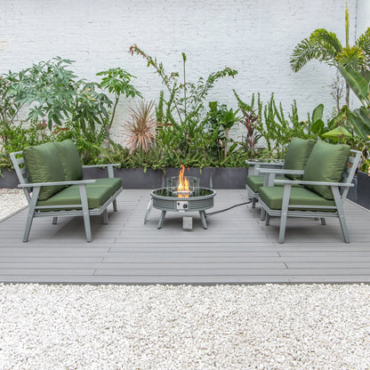 Walbrooke Aluminum Patio Conversation With Slats Design Fire Pit Table & Tank Holder - Elax Furniture