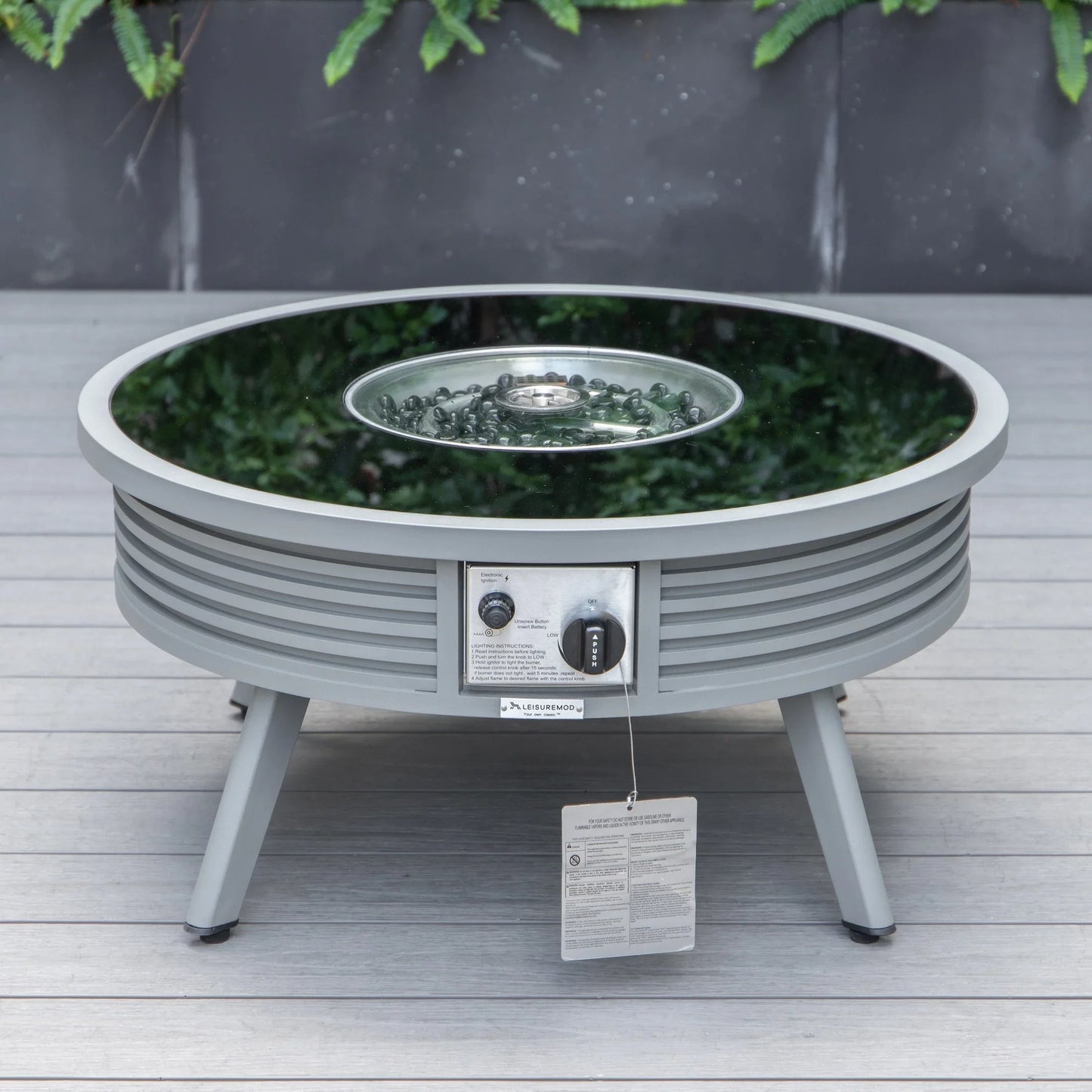Walbrooke Aluminum Patio Conversation With Slats Design Fire Pit Table & Tank Holder - Elax Furniture