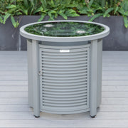 Walbrooke Aluminum Patio Conversation With Slats Design Fire Pit Table & Tank Holder - Elax Furniture