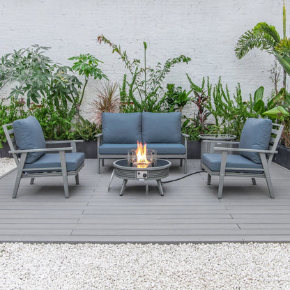Walbrooke Aluminum Patio Conversation With Slats Design Fire Pit Table & Tank Holder - Elax Furniture