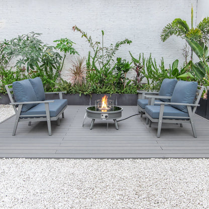 Walbrooke Aluminum Patio Conversation With Slats Design Fire Pit Table & Tank Holder - Elax Furniture
