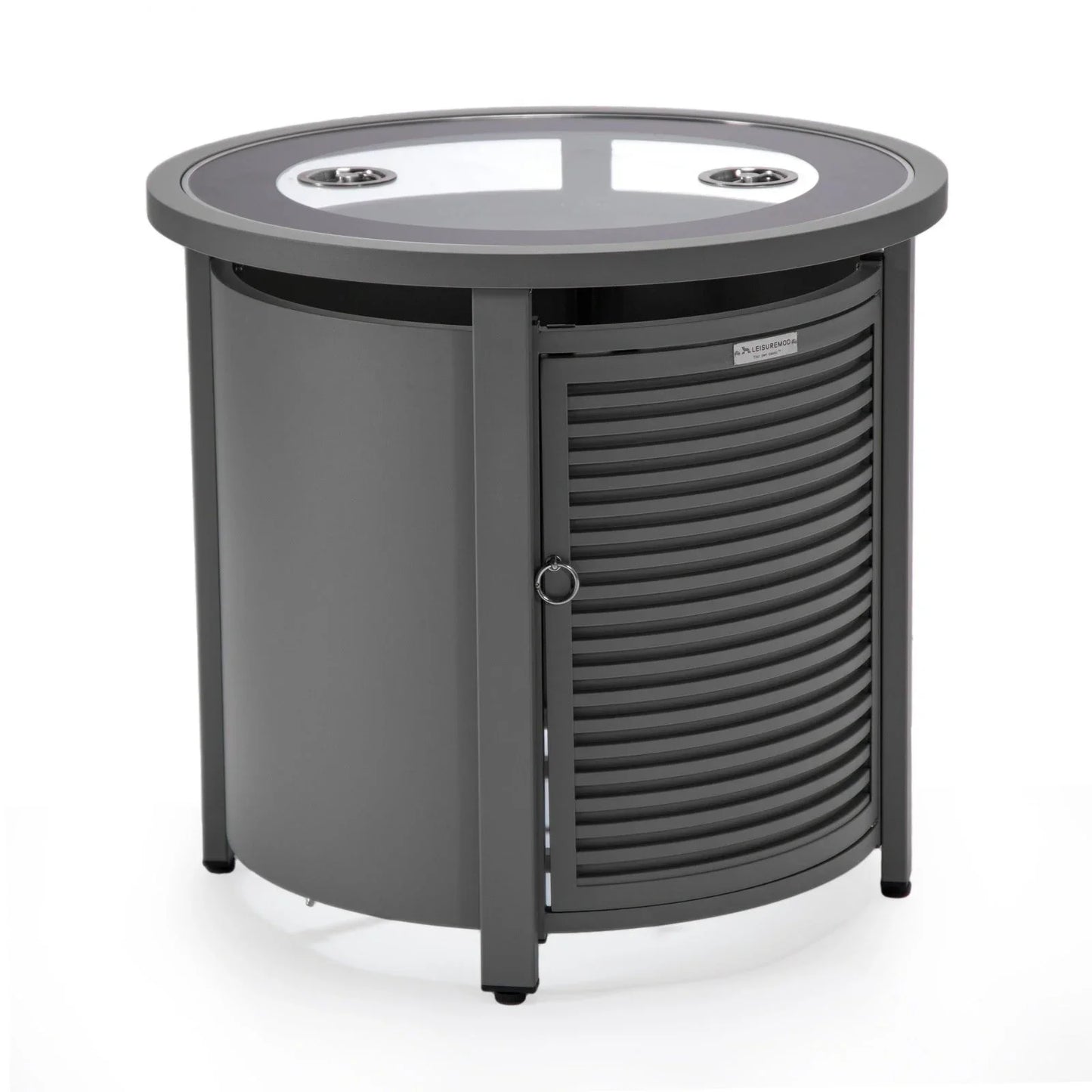 Walbrooke Outdoor Patio Round Fire Pit and Tank Holder with Slats Design - Elax Furniture